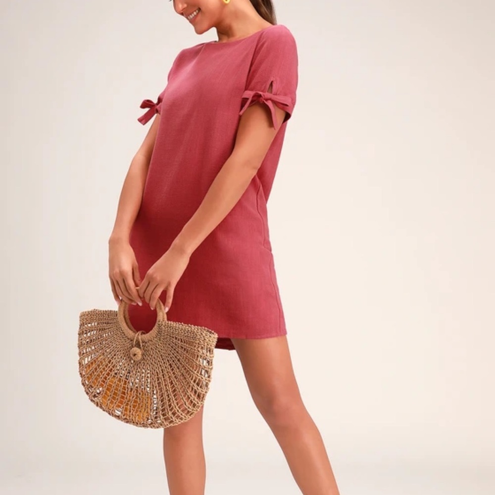 Lulus Maeve Terra Cotta Button Back Shift Dress